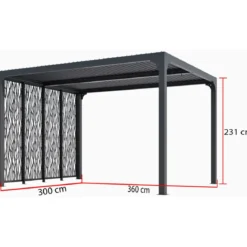 Pergola Bioclimatica con 4 Pannelli Frangivista 360x300 cm Alluminio