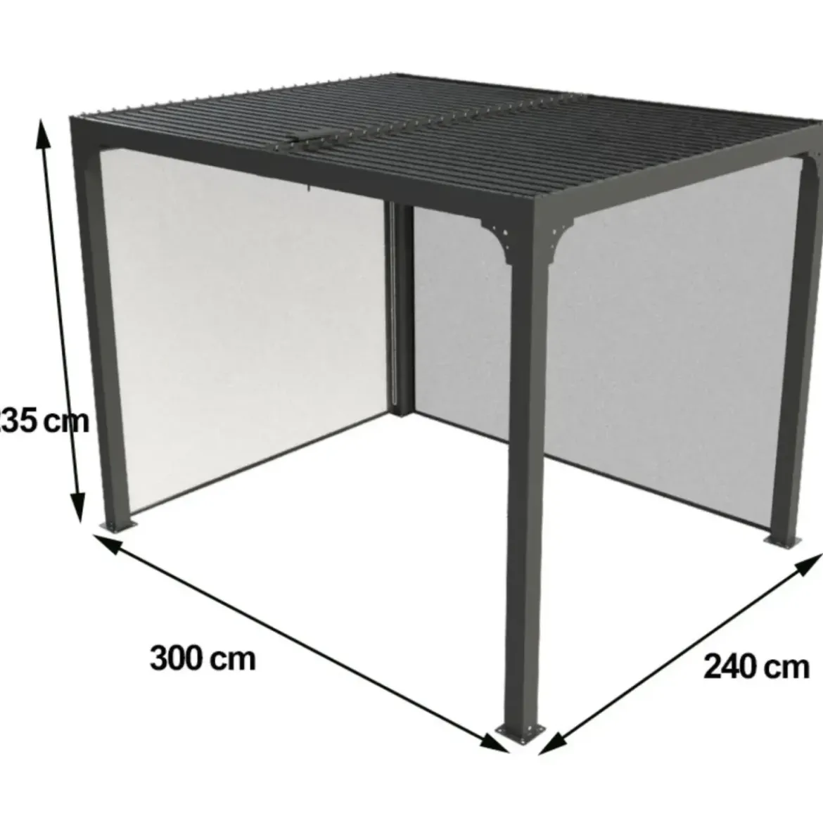 Pergola Bioclimatica da Esterno 240x300 cm 2 Teli Laterali Manuali