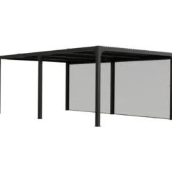 Pergola Bioclimatica Doppia 360x600 in Alluminio con 2 Tende Laterali