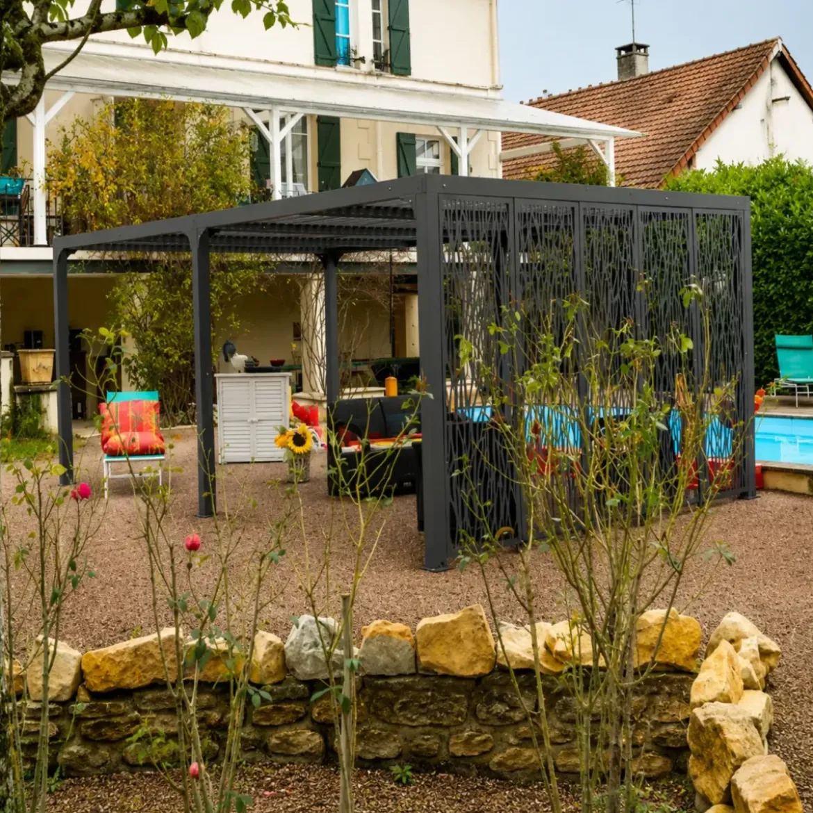 Pergola Bioclimatica Doppia 360x600 Frangivista con Lamelle Orientabili