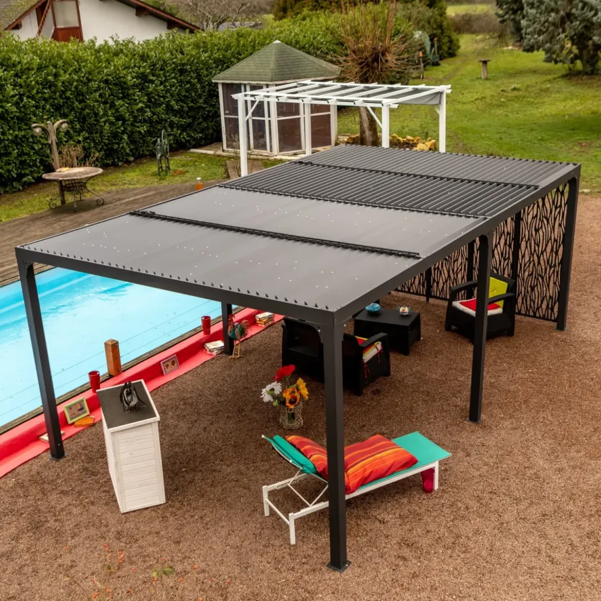 Pergola Bioclimatica Doppia 360x600 Frangivista con Lamelle Orientabili