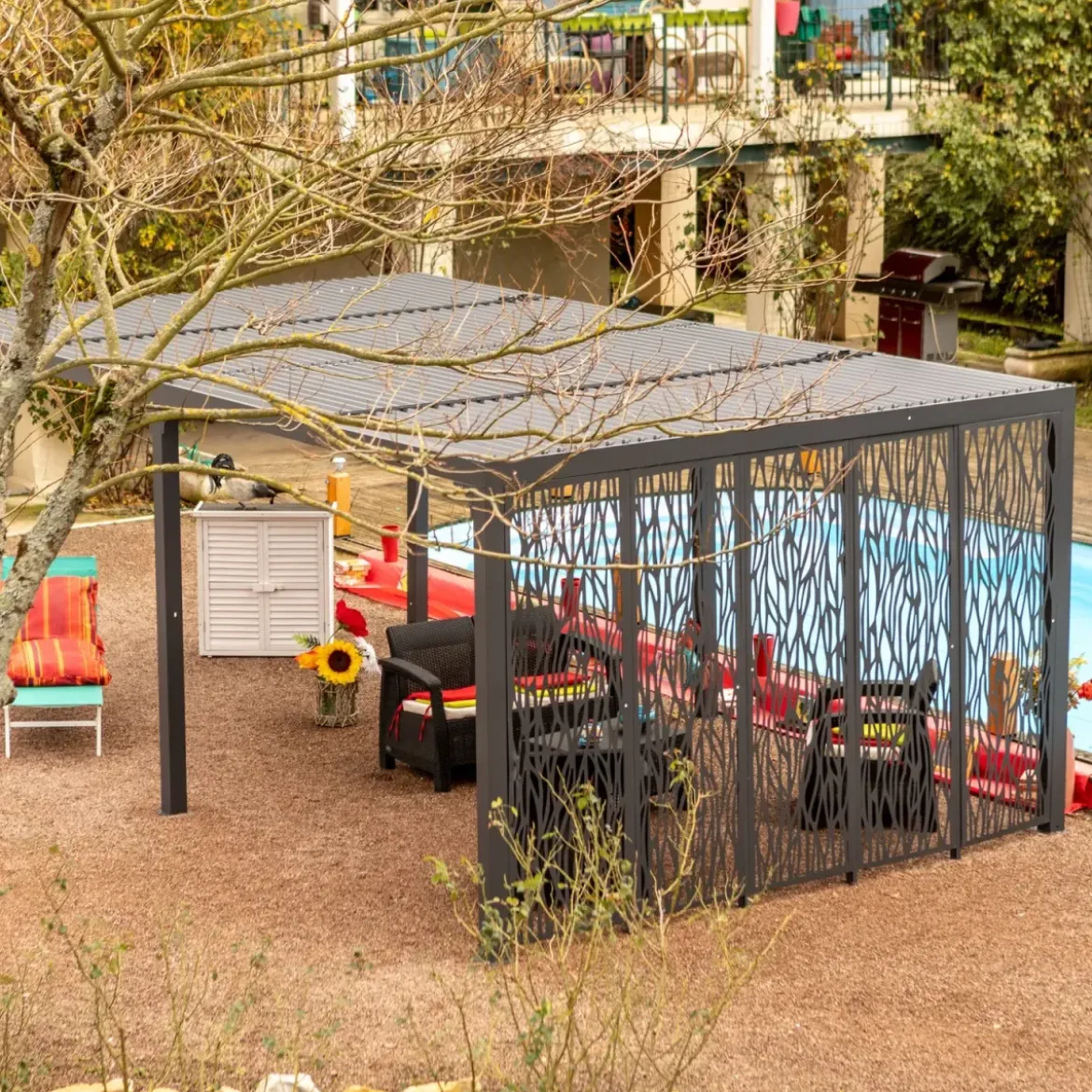 Pergola Bioclimatica Doppia 360x600 Frangivista con Lamelle Orientabili