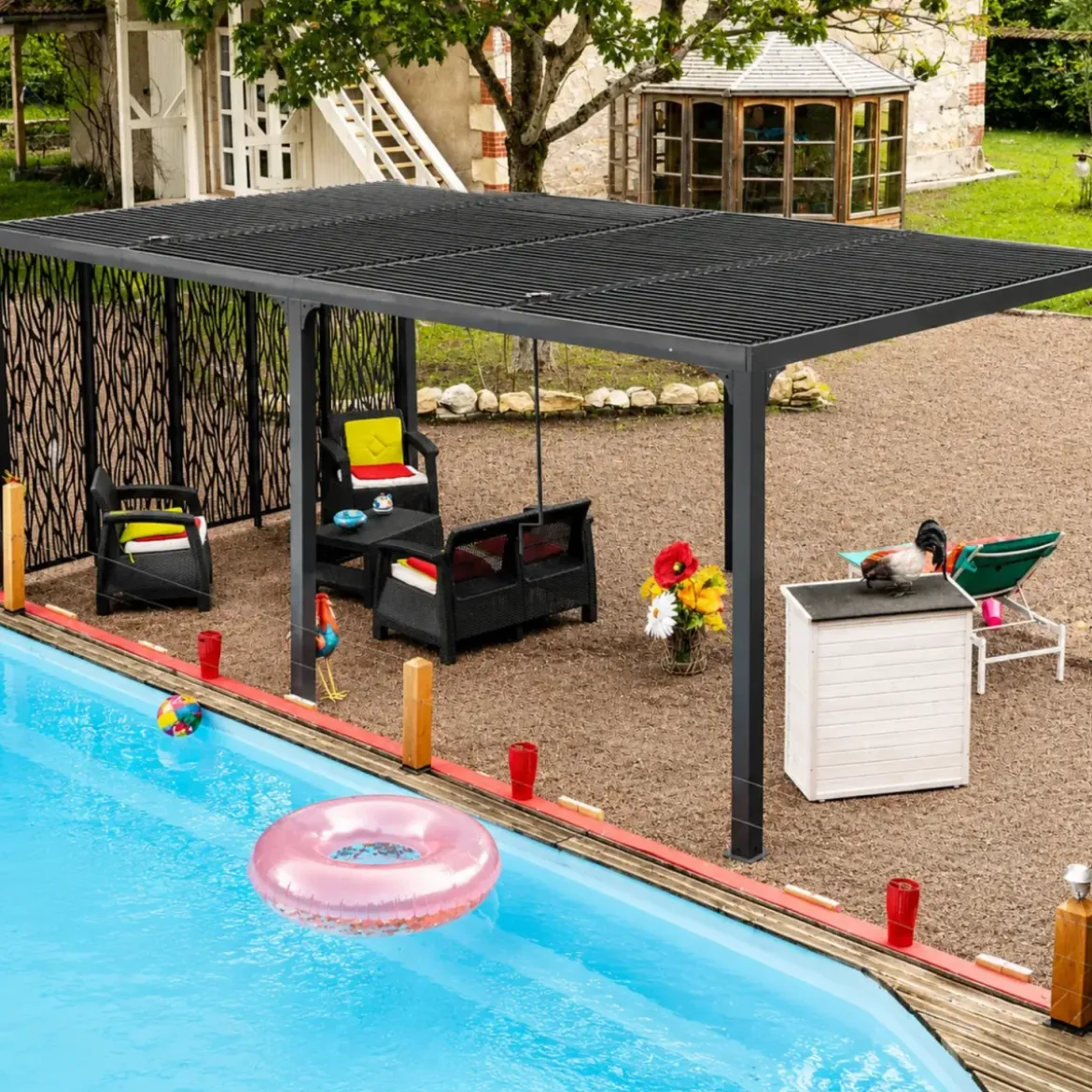 Pergola Bioclimatica Doppia 360x600 Frangivista con Lamelle Orientabili