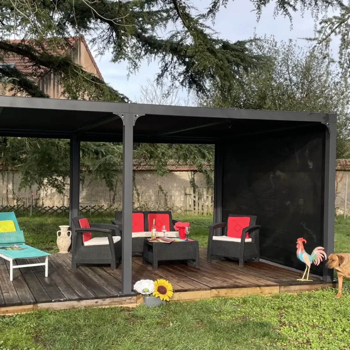 Pergola Bioclimatica Doppia 360x600 Lamelle Orientabili Tenda Laterale