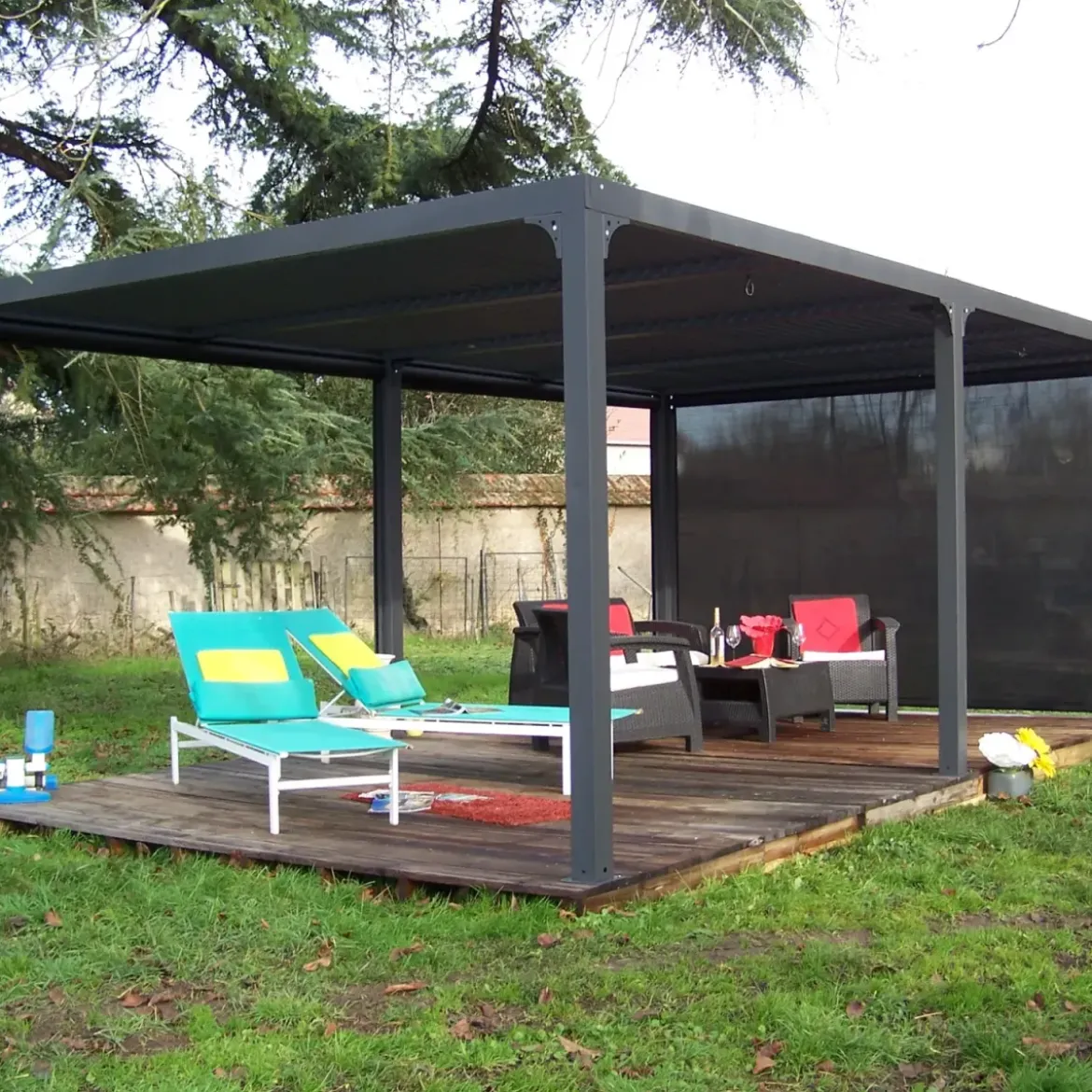 Pergola Bioclimatica Doppia 360x600 Lamelle Orientabili Tenda Laterale