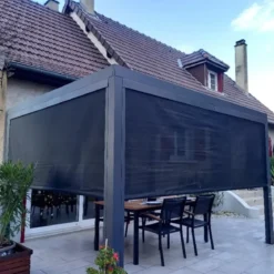 Pergola Bioclimatica in Alluminio 360x300 cm con 2 Teli Laterali Grigi