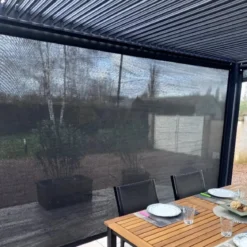 Pergola Bioclimatica in Alluminio 360x300 cm con 2 Teli Laterali Grigi