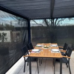 Pergola Bioclimatica in Alluminio 360x300 cm con 2 Teli Laterali Grigi