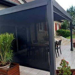 Pergola Bioclimatica in Alluminio 360x300 cm con 2 Teli Laterali Grigi