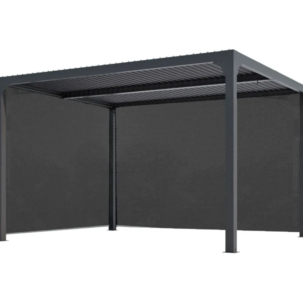 Pergola Bioclimatica in Alluminio 360x300 cm con 2 Teli Laterali Grigi