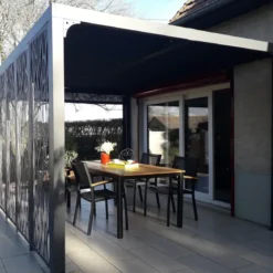 Pergola Bioclimatica in Alluminio 360x300 cm con Tenda e 5 Pannelli