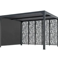 Pergola Bioclimatica in Alluminio 360x300 cm con Tenda e 5 Pannelli