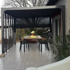 Pergola Bioclimatica in Alluminio 360x300 cm con Tenda e 5 Pannelli