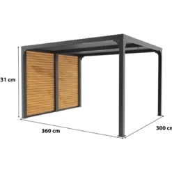 Pergola Bioclimatica in Alluminio con Lamelle Effetto Legno 360x300