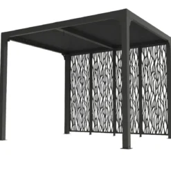 Pergola Bioclimatica 240x300 cm Alluminio Grigio con Pannelli Privacy