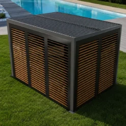 Pergola Bioclimatica 360x300 cm con Lamelle Effetto Legno 2 Lati