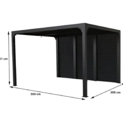 Pergola Bioclimatica 360x300 in Alluminio con Lamelle Effetto Legno
