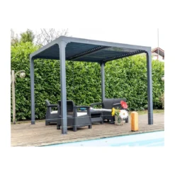Pergola Bioclimatica 3x2.4 mt in Alluminio Gazebo da Giardino Terrazzo Pergolato