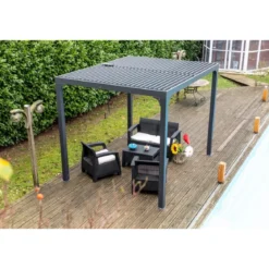 Pergola Bioclimatica 3x2.4 mt in Alluminio Gazebo da Giardino Terrazzo Pergolato