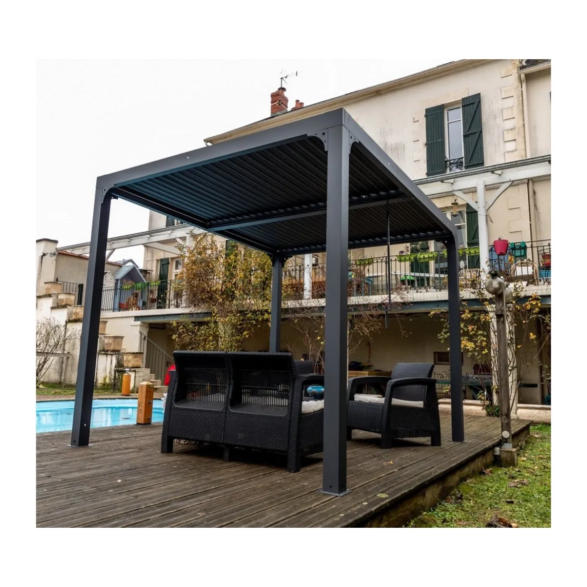 Pergola Bioclimatica 3x2.4 mt in Alluminio Gazebo da Giardino Terrazzo Pergolato