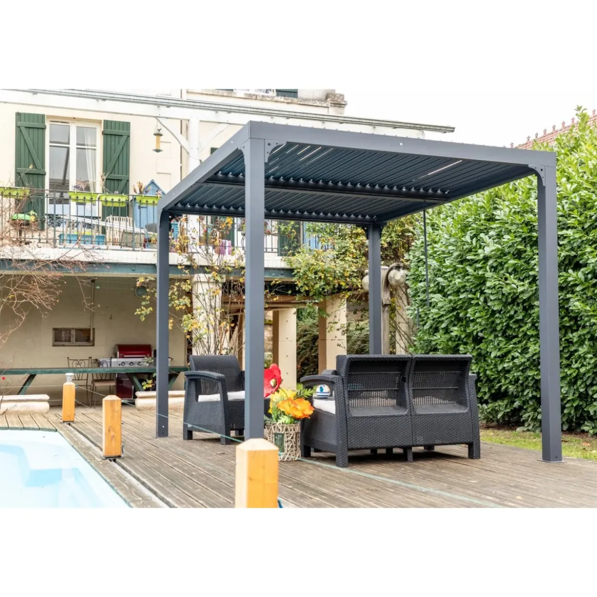 Pergola Bioclimatica 3x2.4 mt in Alluminio Gazebo da Giardino Terrazzo Pergolato