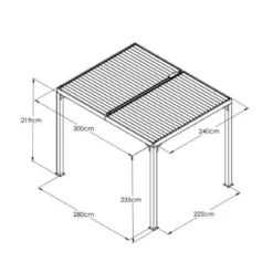 Pergola Bioclimatica 3x2.4 mt in Alluminio Gazebo da Giardino Terrazzo Pergolato
