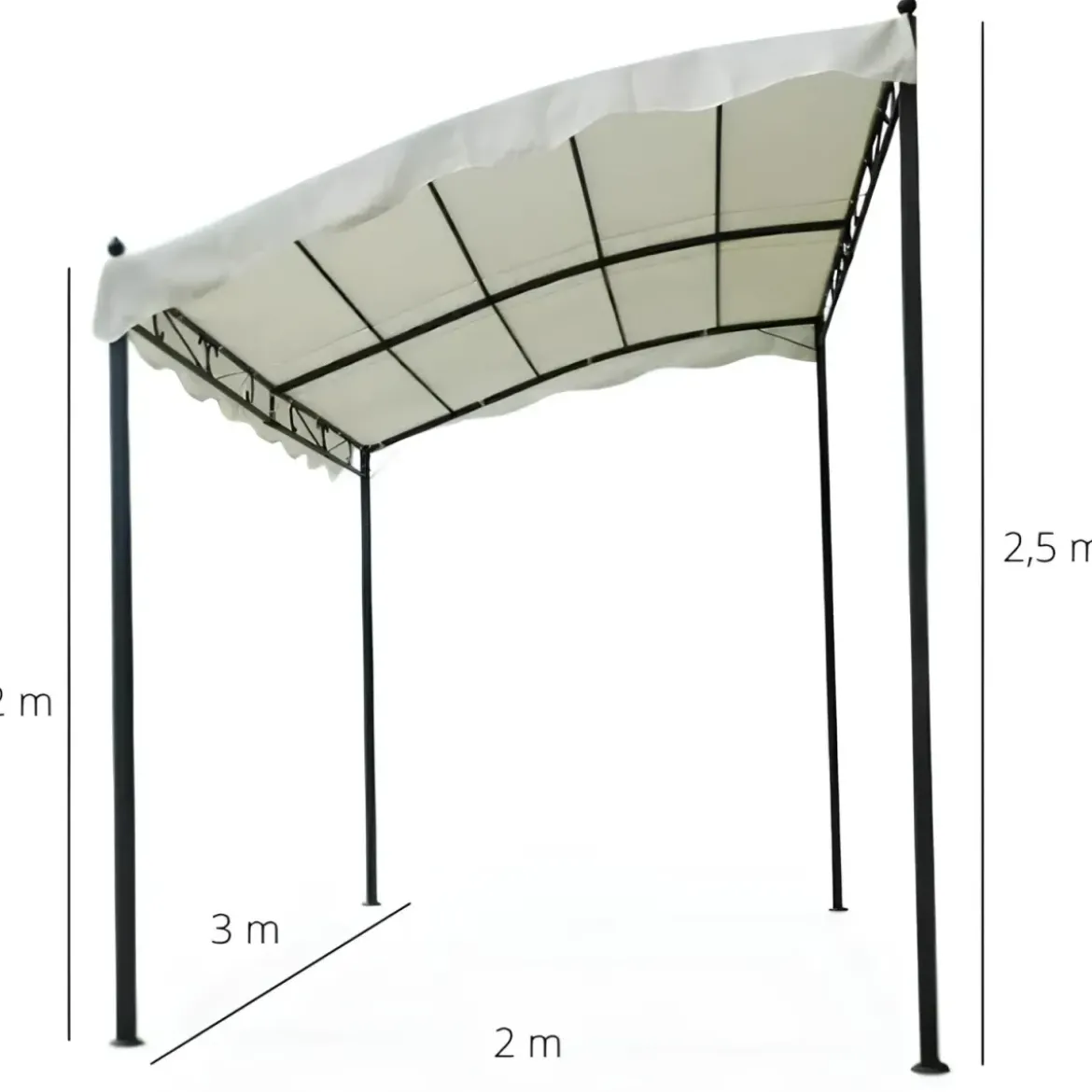 Pergola Gazebo da Giardino 3x2m Acciaio Poliestere Copertura Ingresso