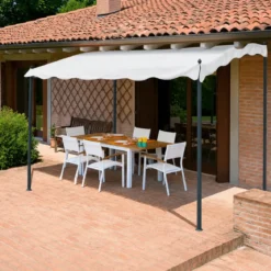Pergola Gazebo da Giardino 3x2m Acciaio Poliestere Copertura Ingresso
