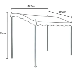 Pergola Gazebo da Giardino 3x2m Acciaio Poliestere Copertura Ingresso
