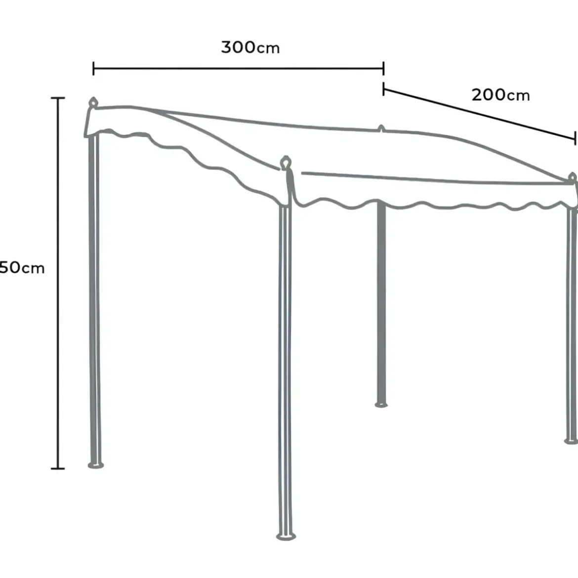 Pergola Gazebo da Giardino 3x2m Acciaio Poliestere Copertura Ingresso