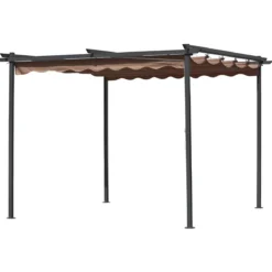 Pergola 3x3 con Telo Retrattile in Acciaio da Esterno Carport Auto Moto