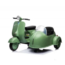 Piaggio Verde Vespa con Sidecar Moto Elettrica da Bambini a Batteria 12 V