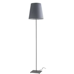 Piantana in Metallo Grigio con Paralume in Tessuto Lampada Moderna