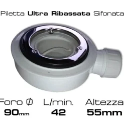 Piatto Doccia Nero Effetto Pietra Slim Filo Pavimento 70 80 100 120 140 Piletta