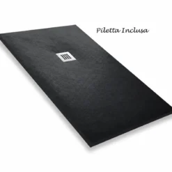 Piatto Doccia Nero Effetto Pietra Slim Filo Pavimento 70 80 100 120 140 Piletta