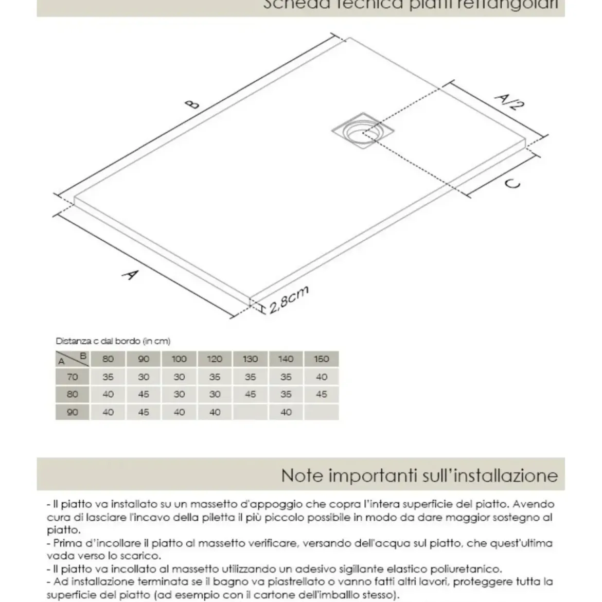 Piatto Doccia Nero Effetto Pietra Slim Filo Pavimento 70 80 100 120 140 Piletta