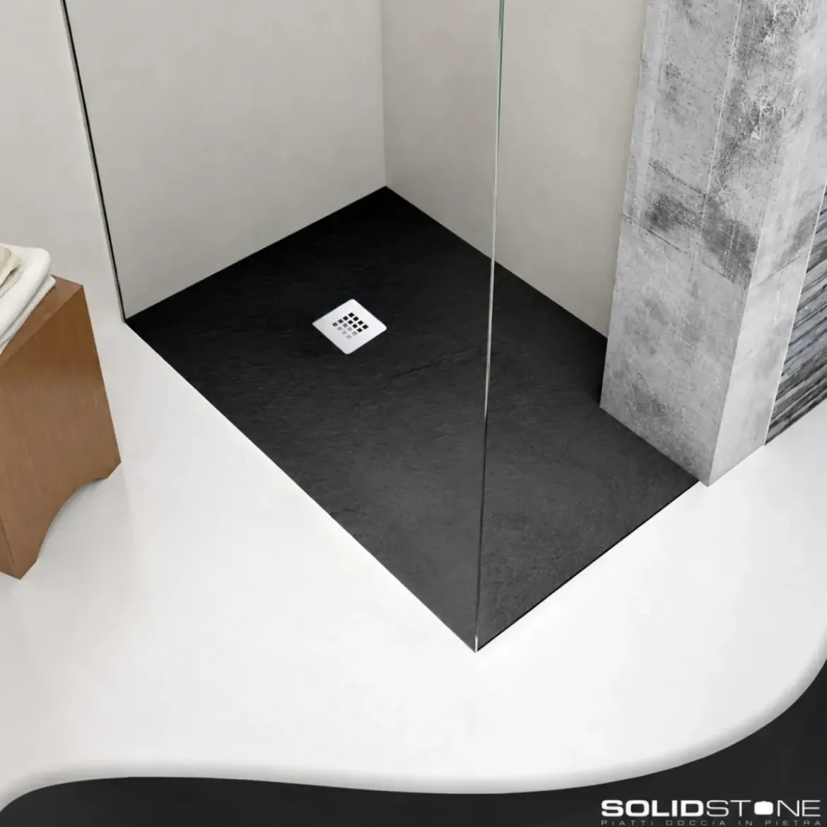 Piatto Doccia Nero Effetto Pietra Solidstone Tagliabile 70 80 90 100 120 140