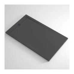 Piatto Doccia Slim Antracite Marmoresina Effetto Pietra Ruvido Pavimento Piletta