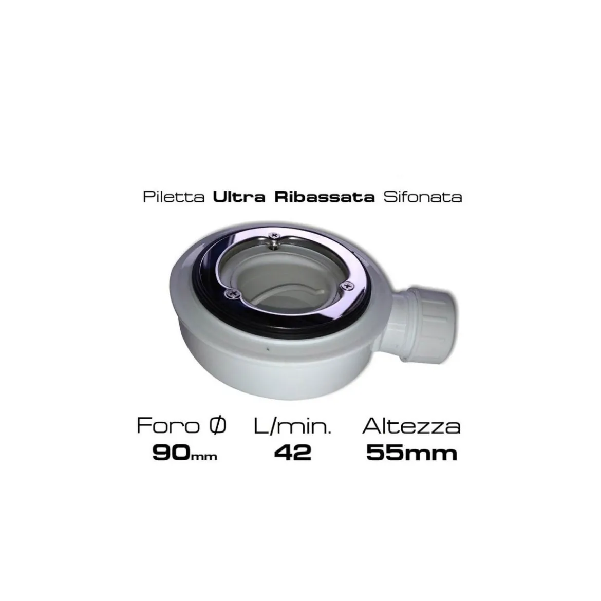 Piatto Doccia Slim Bianco Effetto Pietra Angolare Piletta Ribassata Pavimento