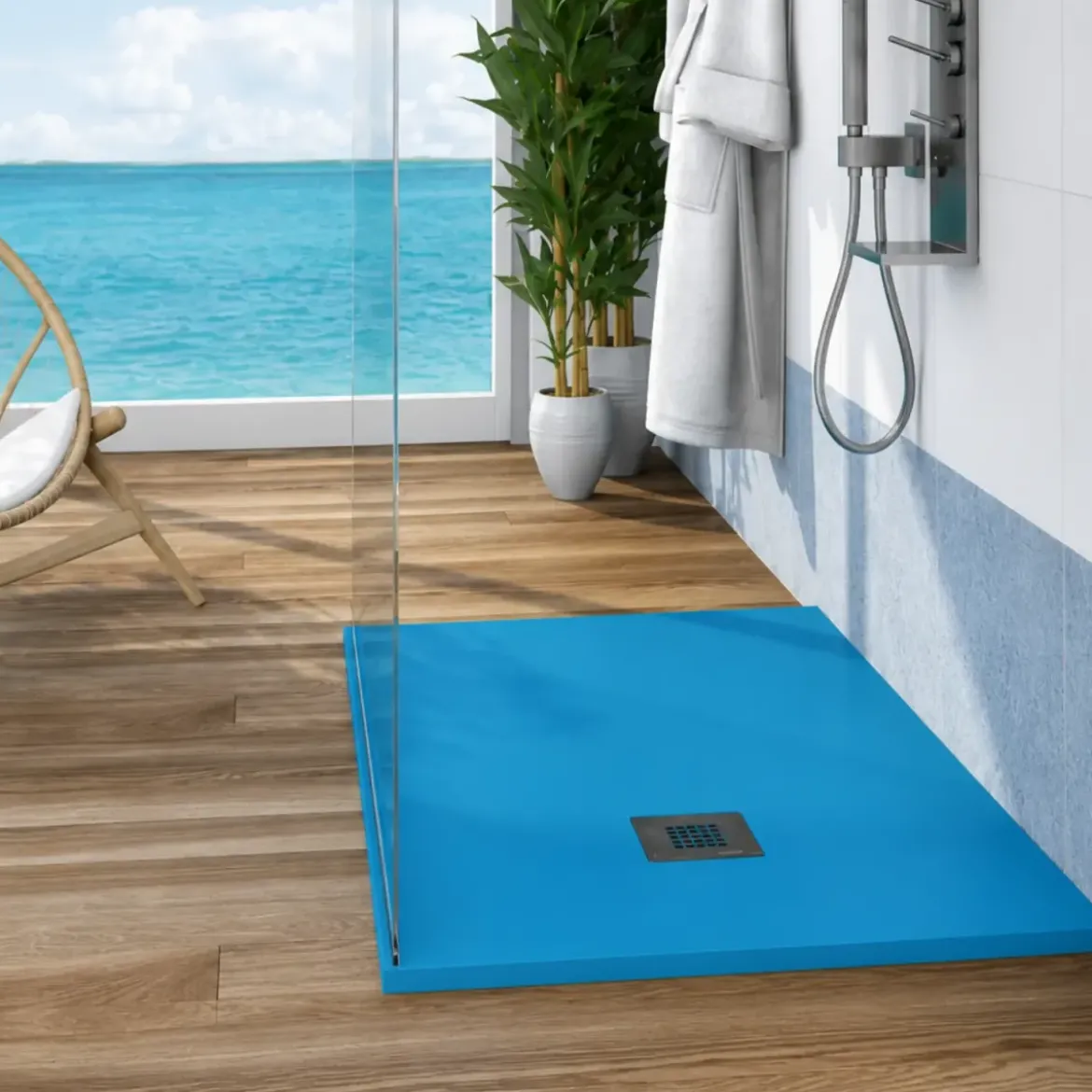 Piatto Doccia Slim Effetto Pietra Filo Pavimento Tagliabile Angolare Marmoresina