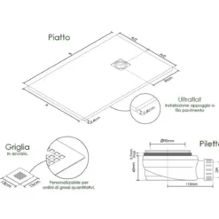 Piatto Doccia Slim Effetto Pietra Filo Pavimento Tagliabile Angolare Marmoresina
