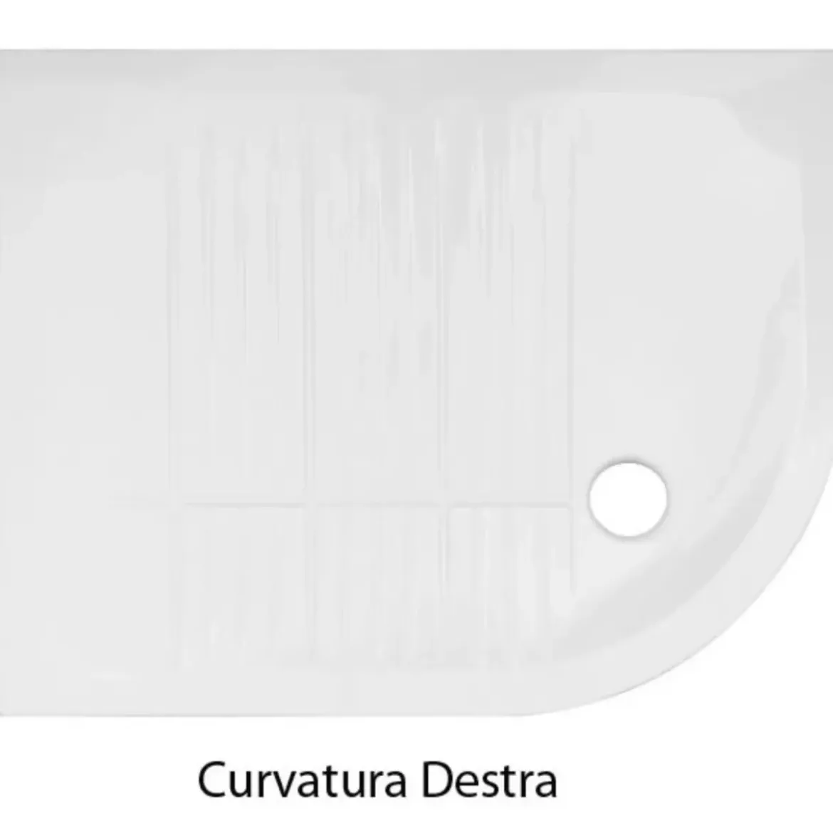 Piatto Doccia 70x90 6.5 cm Bianco Angolare Ceramica Semicircolare con Piletta