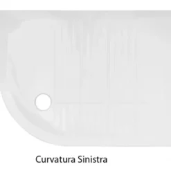 Piatto Doccia 70x90 6.5 cm Bianco Angolare Ceramica Semicircolare con Piletta