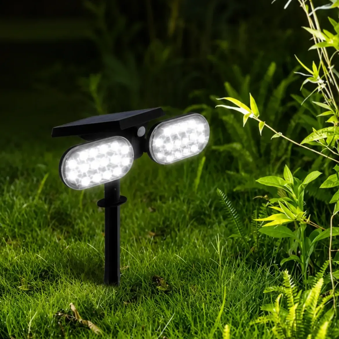 Picchetto Luce Solare 32 LED Regolabile con Sensore Movimento IP65