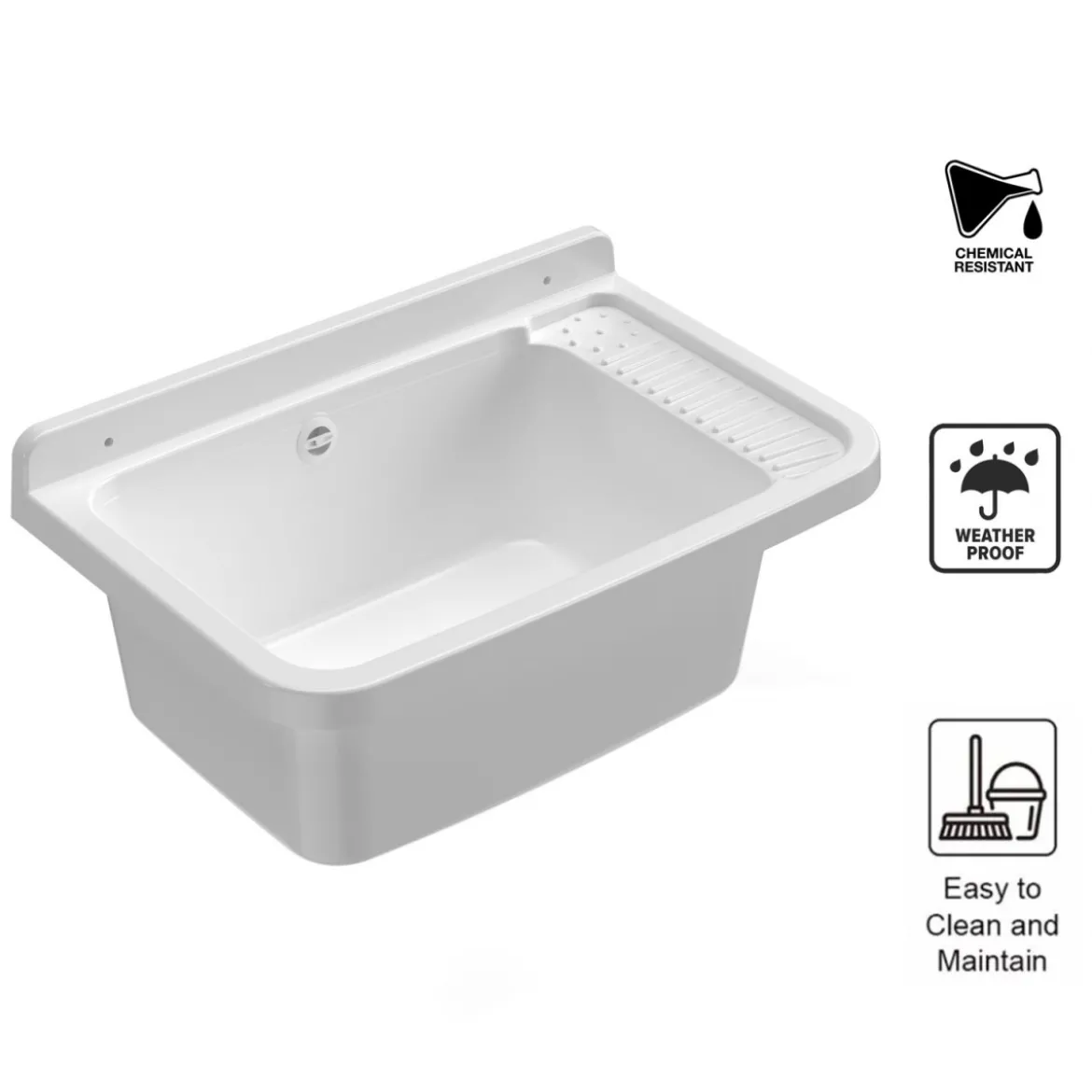 Pilozzo Acquaio in Resina 50x35 da Esterno con Sifone Piletta Vasca Lavatoio