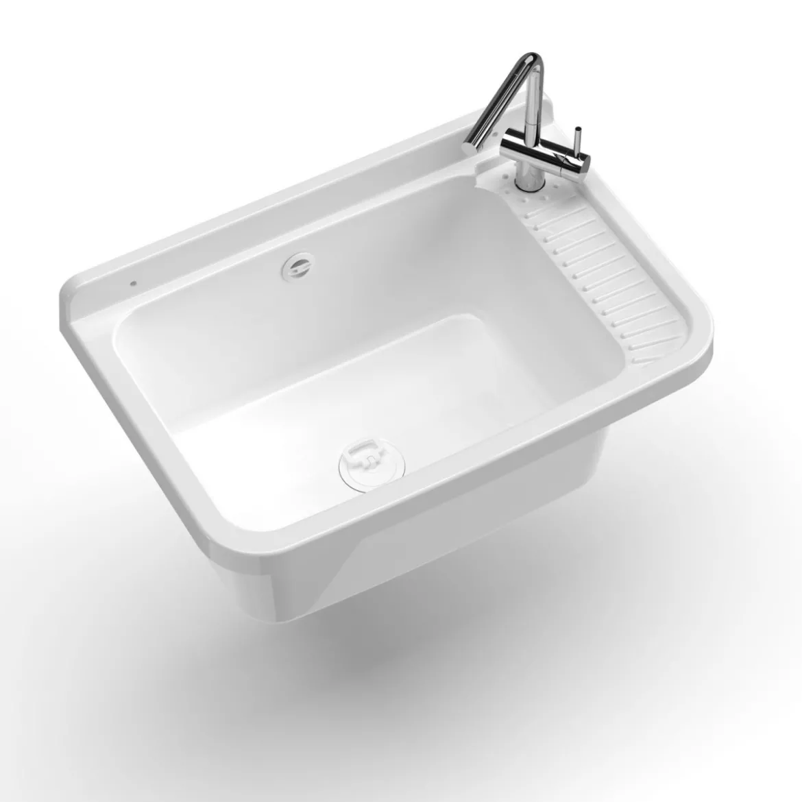 Pilozzo Acquaio in Resina 50x35 da Esterno con Sifone Piletta Vasca Lavatoio