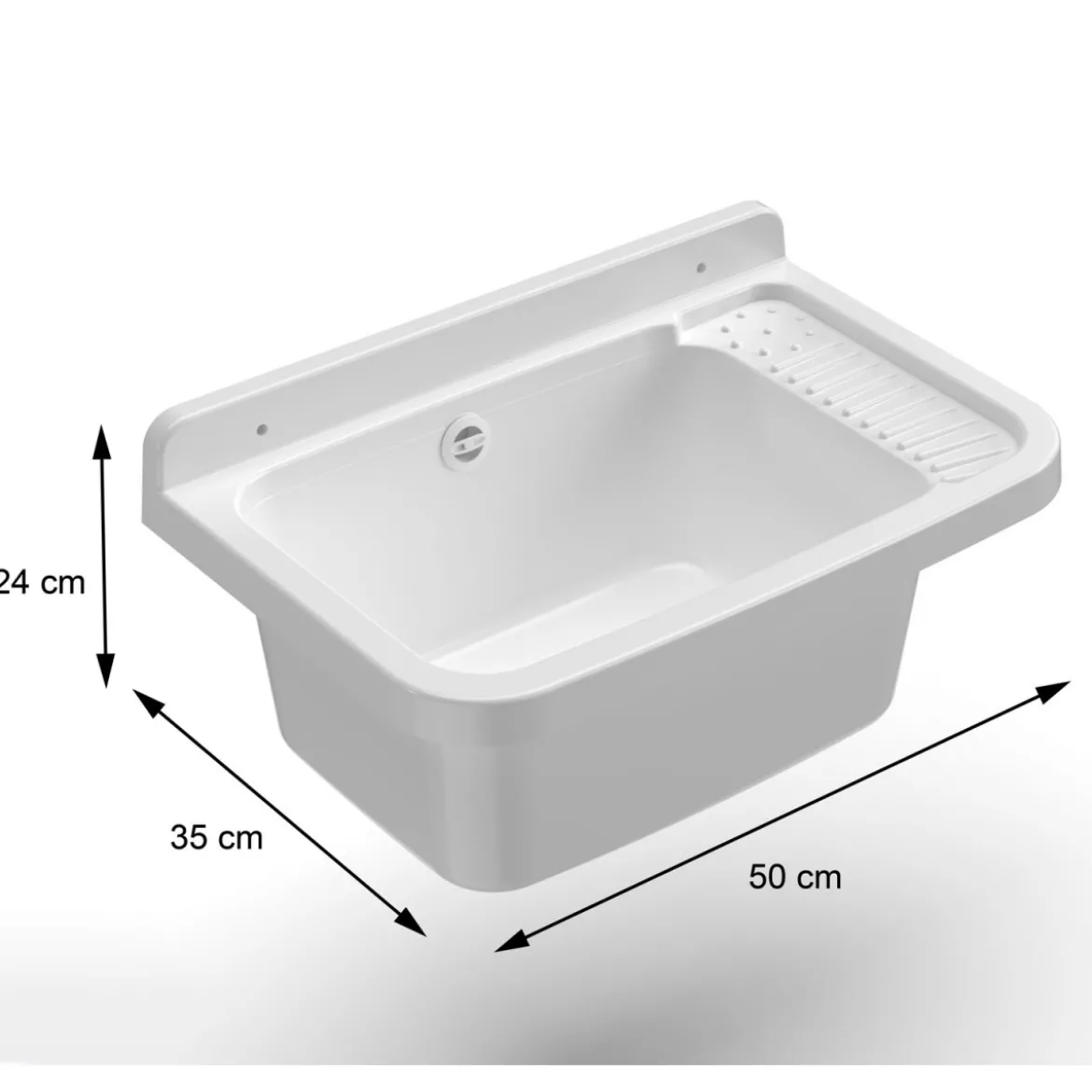 Pilozzo Acquaio in Resina 50x35 da Esterno con Sifone Piletta Vasca Lavatoio