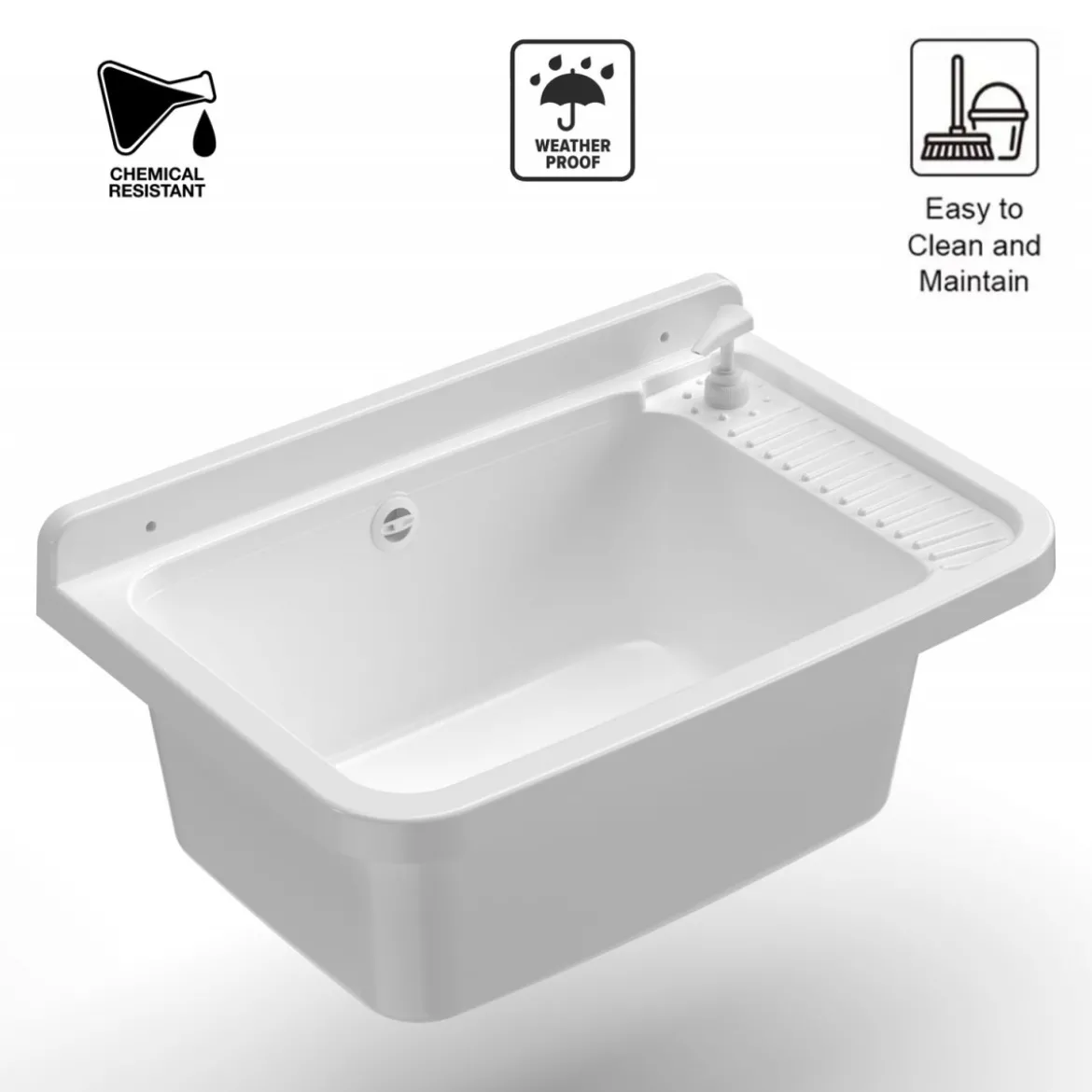 Pilozzo Parete Bianco 59x39x28 cm Resina con Dispenser e Kit Fissaggio