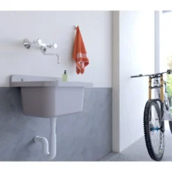 Pilozzo per Esterno Grigio Lavello a Muro 60x34 cm Lavabo Lavanderia