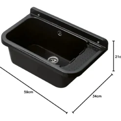 Pilozzo per Esterno Lavello a Muro 60x34 cm Lavabo Nero da Lavanderia